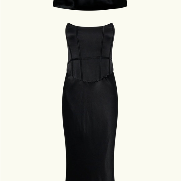 (NWT) Meshki Harlow Satin Strapless Maxi Dress | Evening Gown | Black | Small - Picture 7 of 12